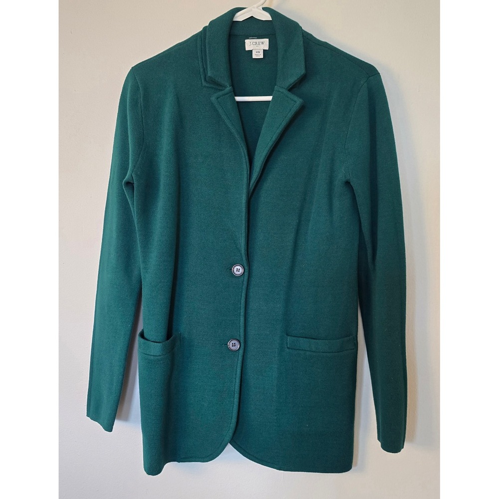 J Crew Blazer Womens Extra Small Green Knit - Picture 2 of 9